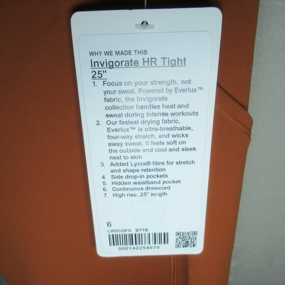 NWT Lululemon Invigorate HR Tight 25” Dark Terracotta | Size 6 - Picture 10 of 12